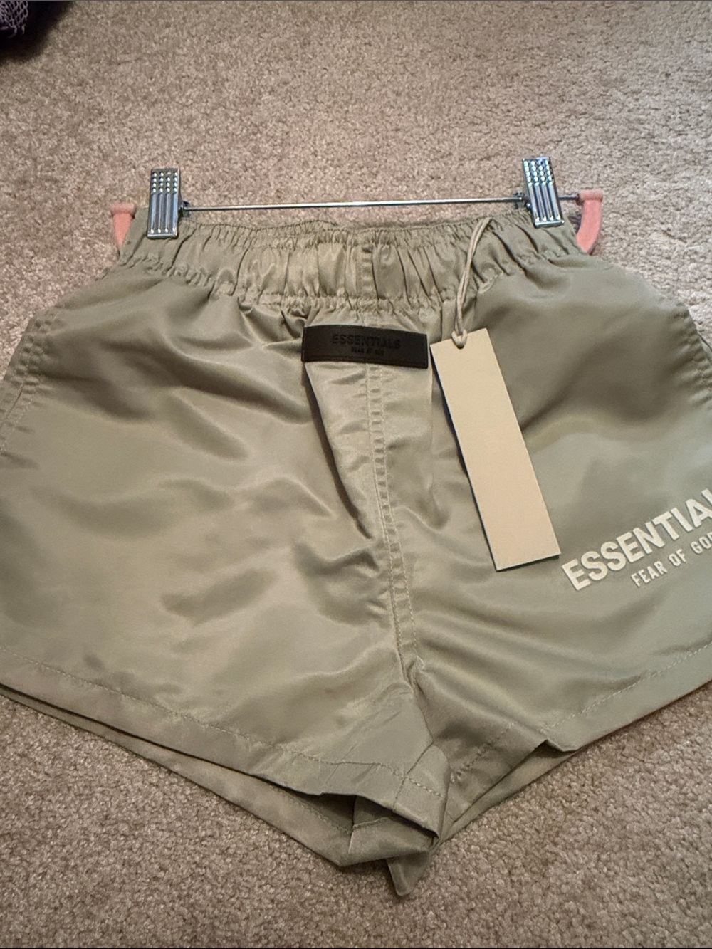Fear of God Essentials Olive Green Kids Shorts